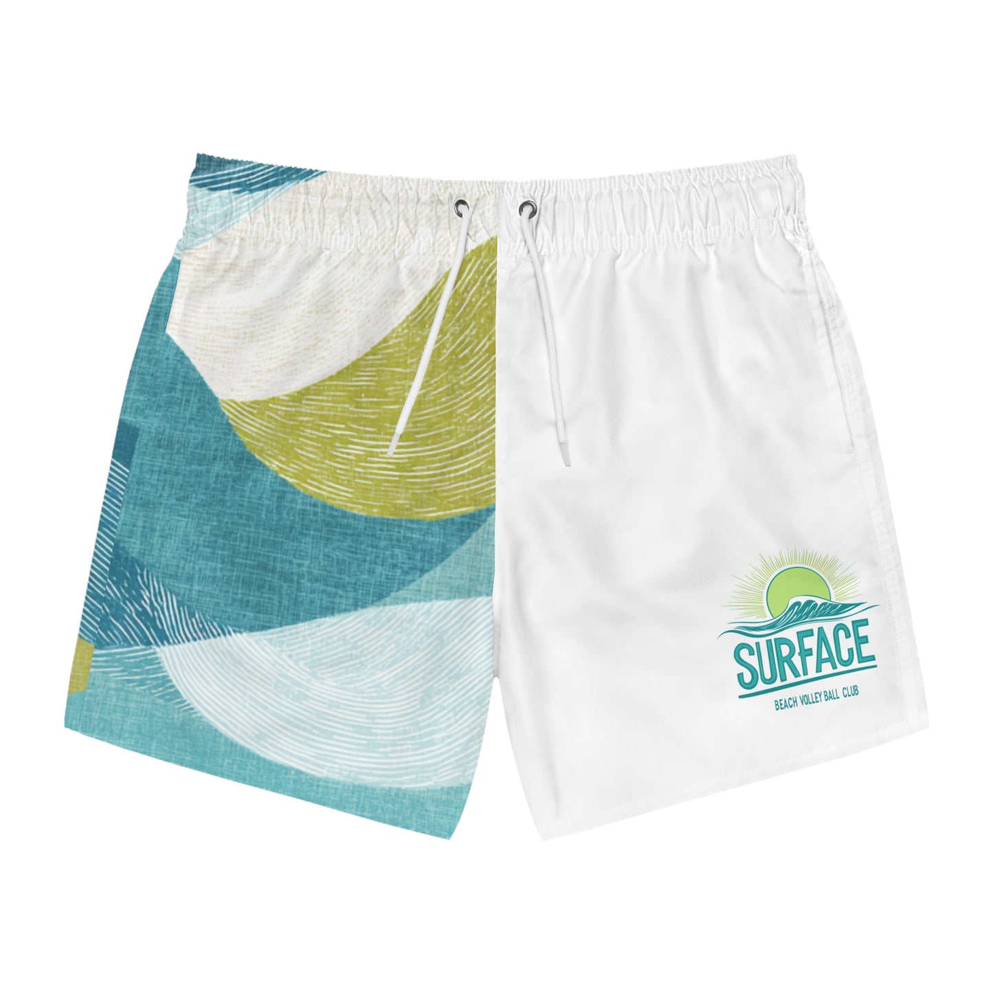 Swim Trunks — Abstract Ocean Wave Surf Logo Swim Shorts