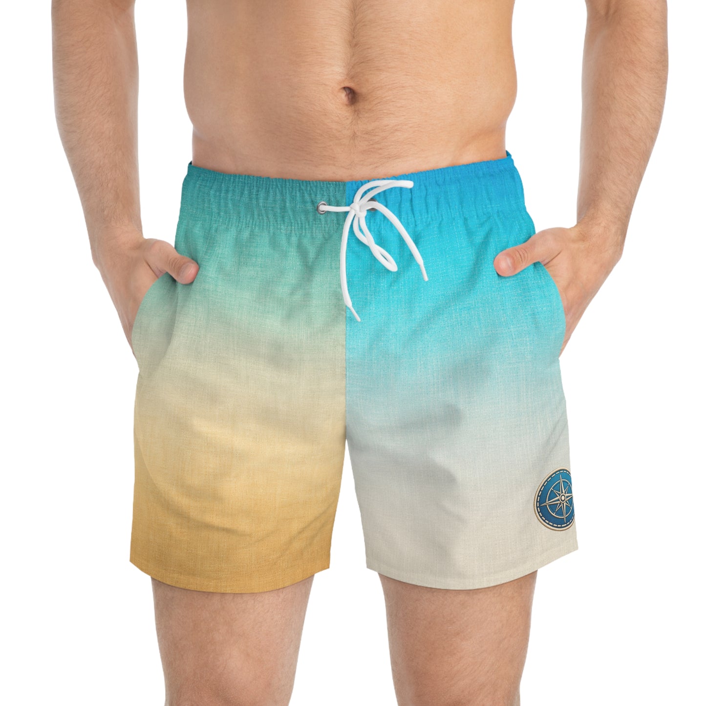Surfache Ombre Beach Swim Trunks with Compass Patch