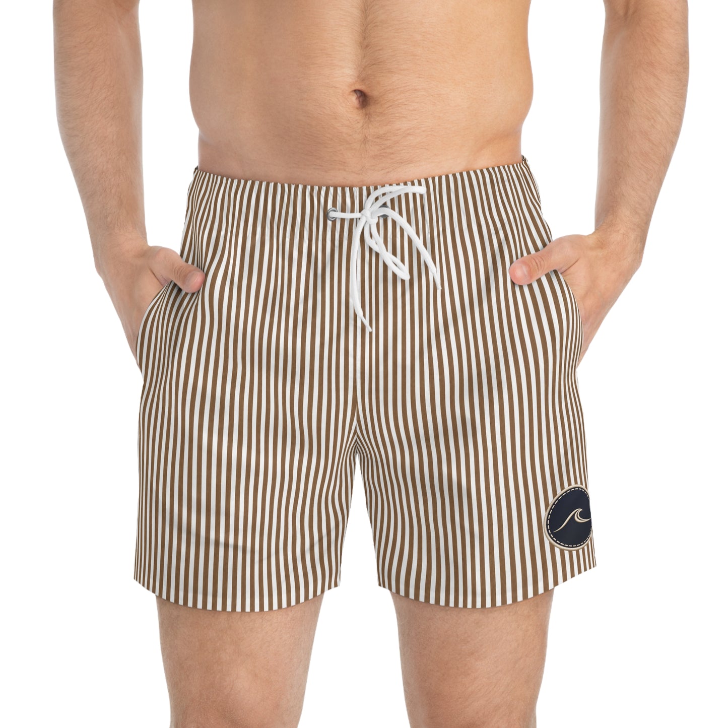 Surfache Cuba Libre Slim Cabana Swim Trunks – Lightweight Beach Shorts with Wave Patch