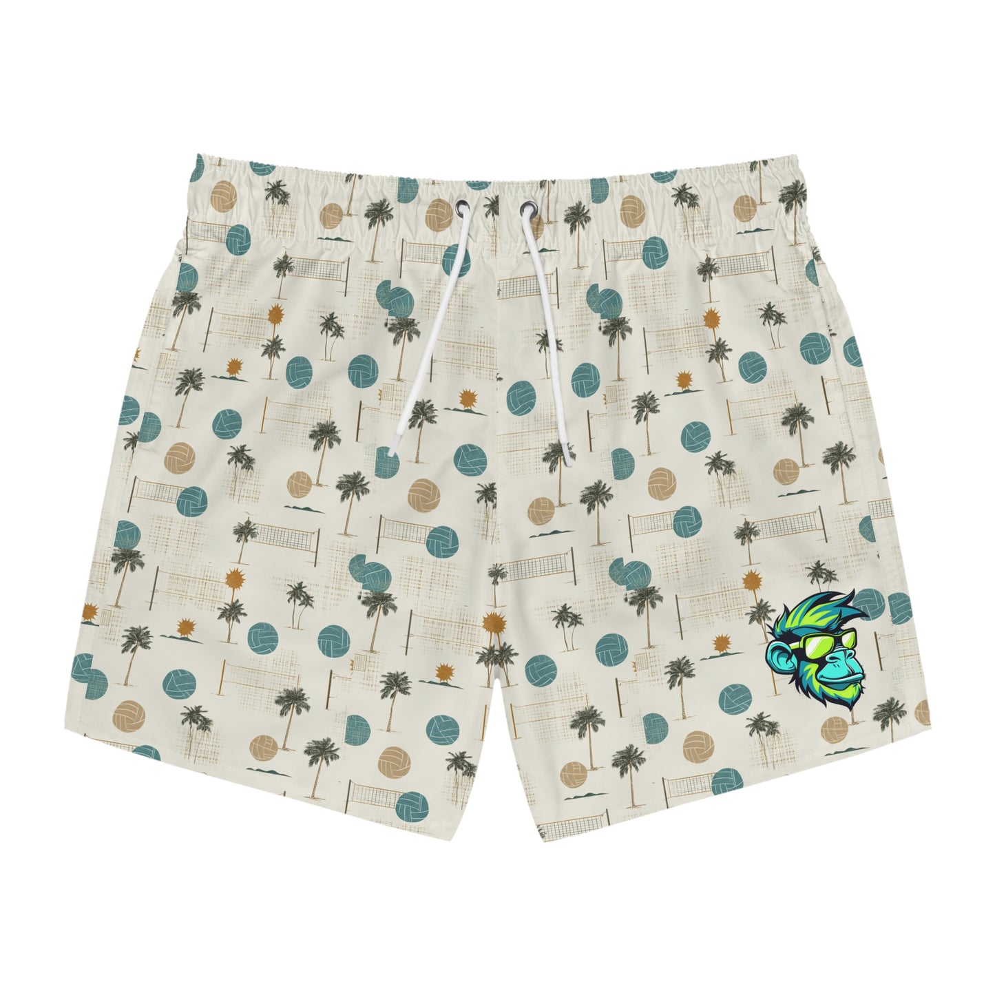 Beach Palm Pattern Swim Trunks — Retro Tropical AOP