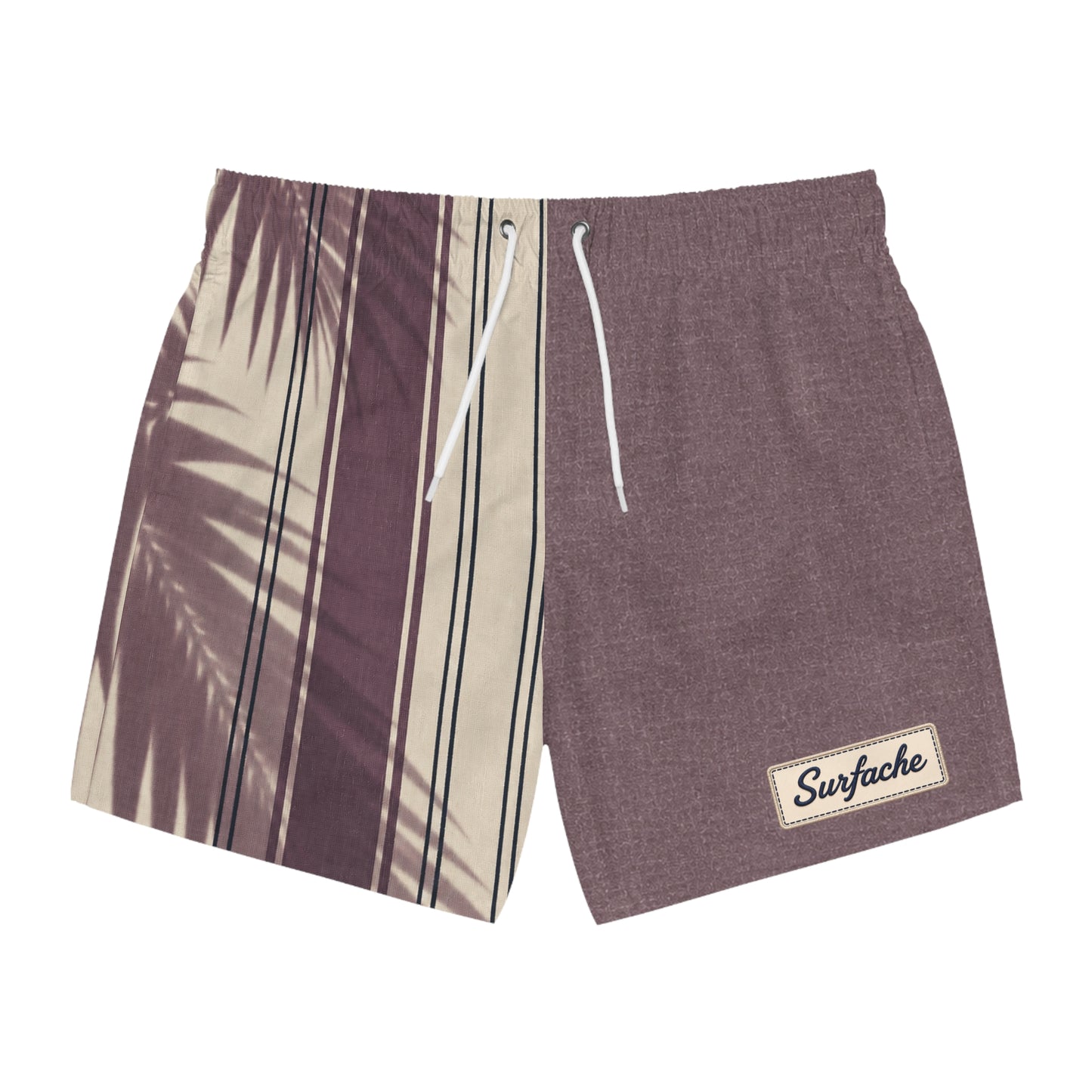 Surfache Swim Trunks — Vintage Palm Stripe All-Over Print