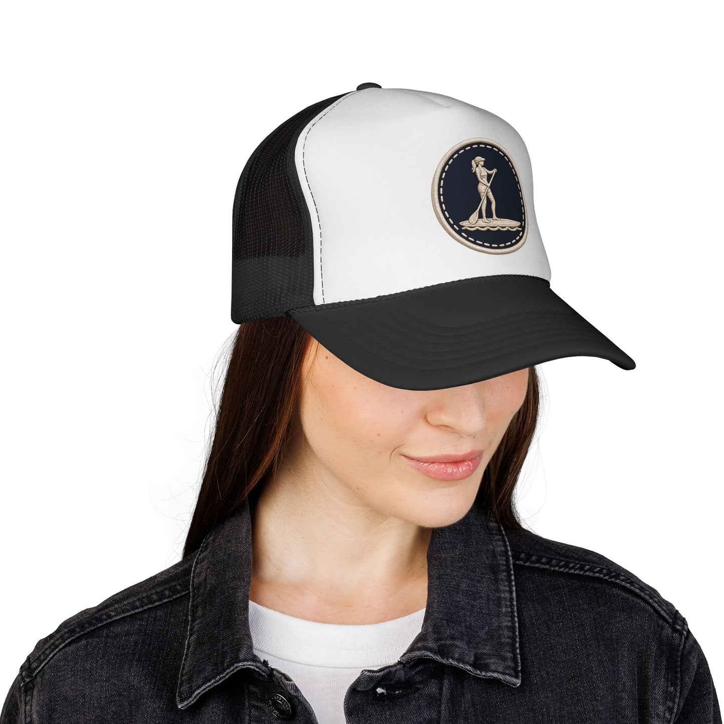Surfache Paddleboarder Patch Trucker Hat – Vintage Stand-Up Paddle Surf Cap