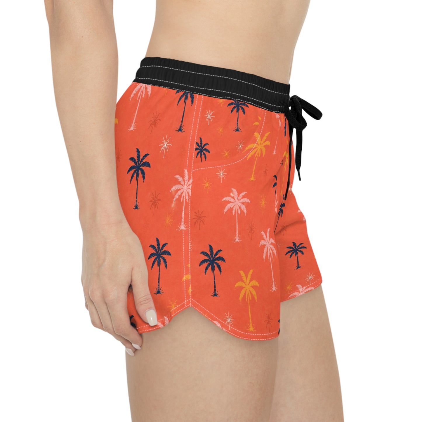 Palm Print Beach Shorts — Women's Casual Summer Lounge Shorts