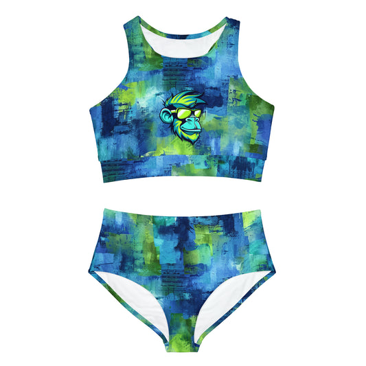 Mascot Surface Beach Volleyball Club Neon Palm Sporty Bikini Set