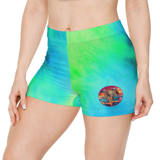 Surface Beach Volleyball Club Ombre Athletic Spandex Workout Yoga Women's Shorts (AOP)