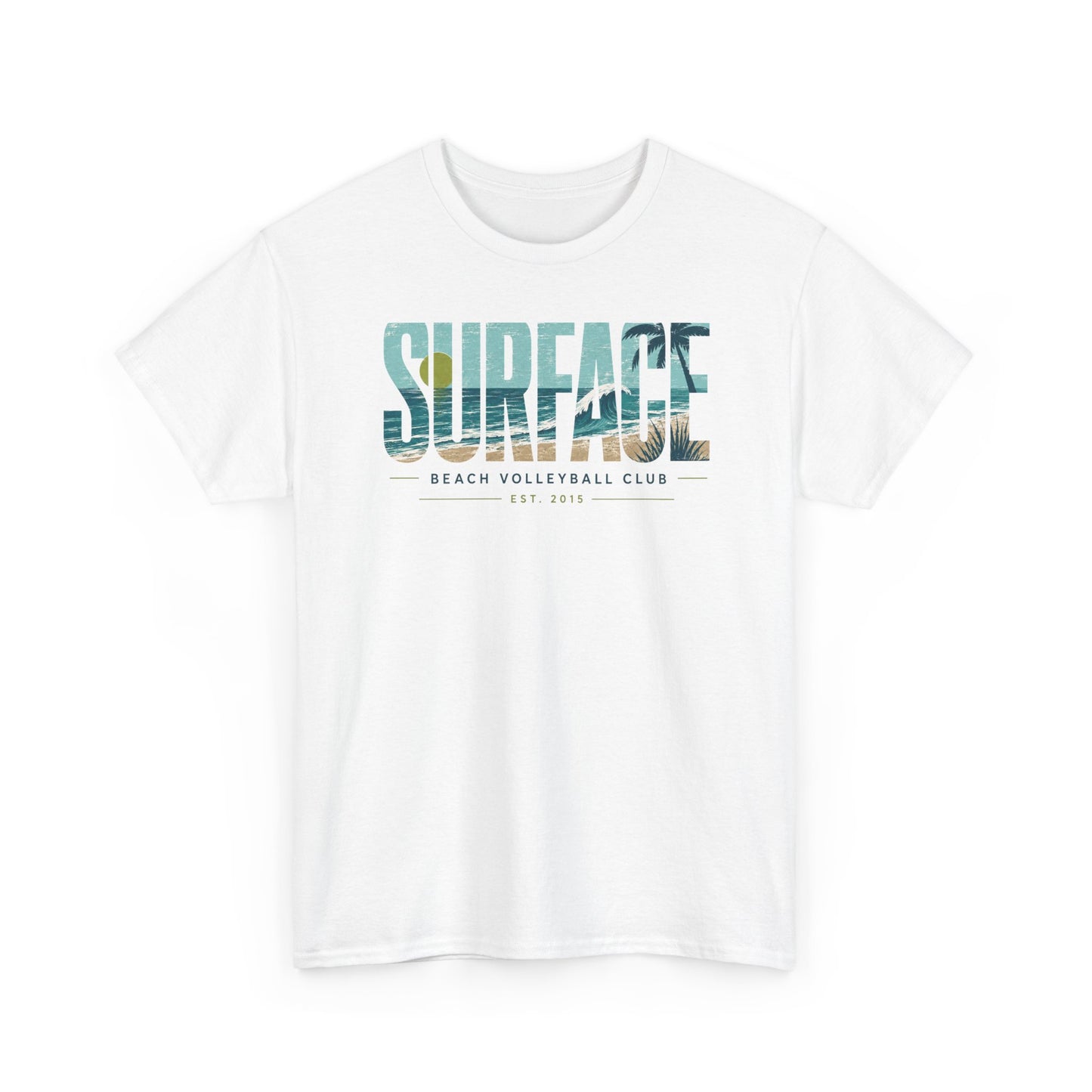 Surface Beach Volleyball Club Graphic Tee — Surf Photo Typography T‑Shirt