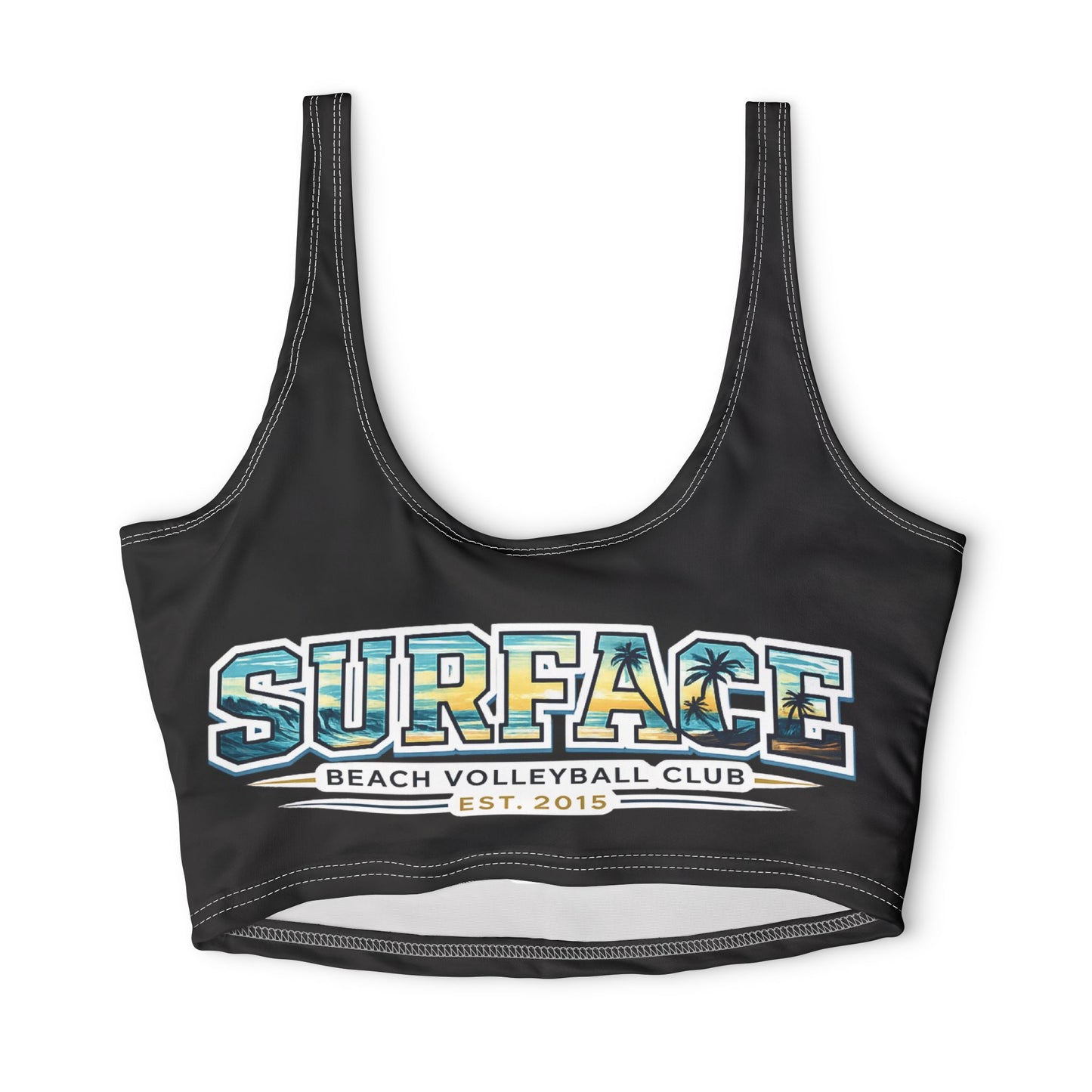 Surf Ace Sports Bra — "Surf Ace Beach Volleyball Club" Graphic Activewear