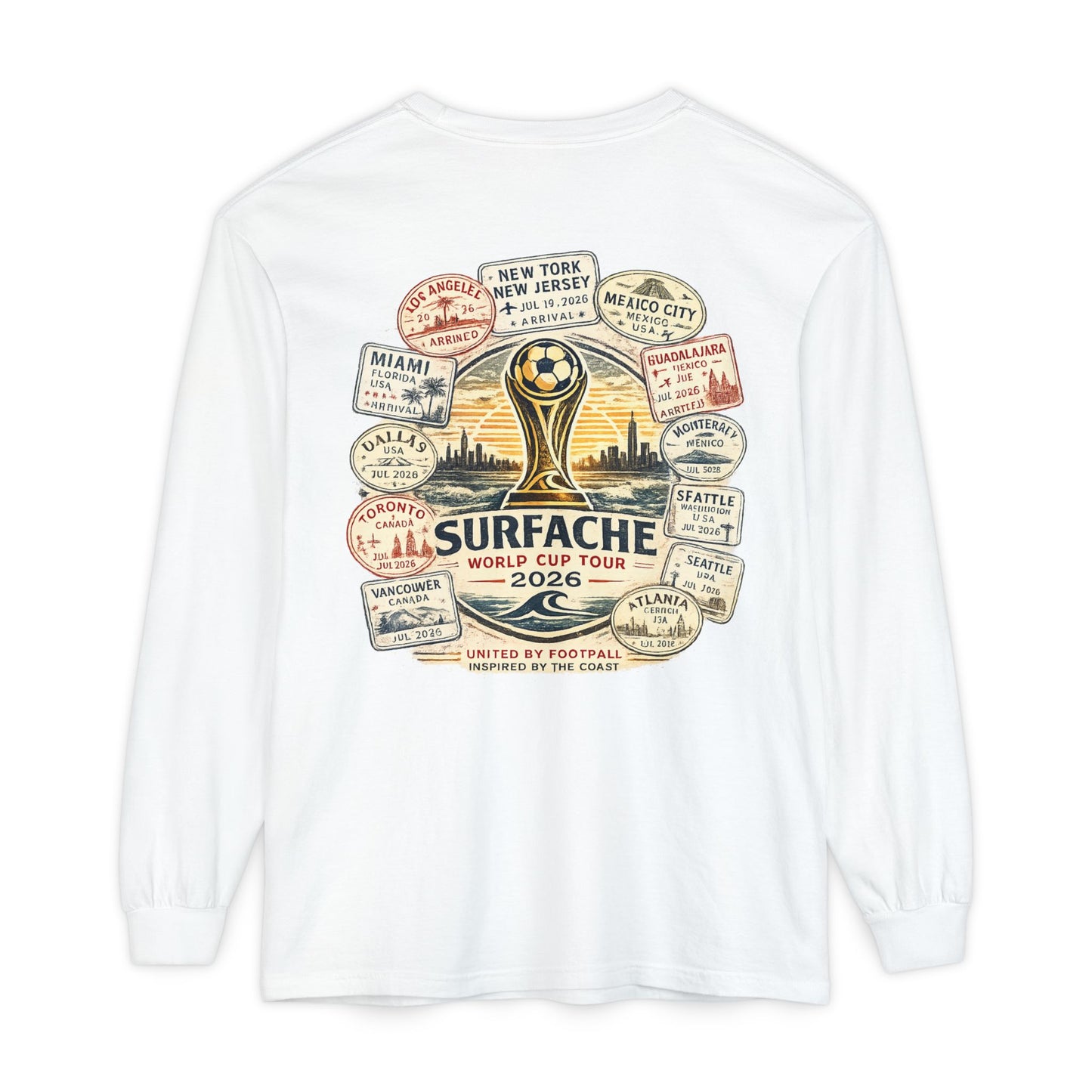 Surfache Passport Edition World Cup Tour Long Sleeve Tee — Soccer Travel Graphic