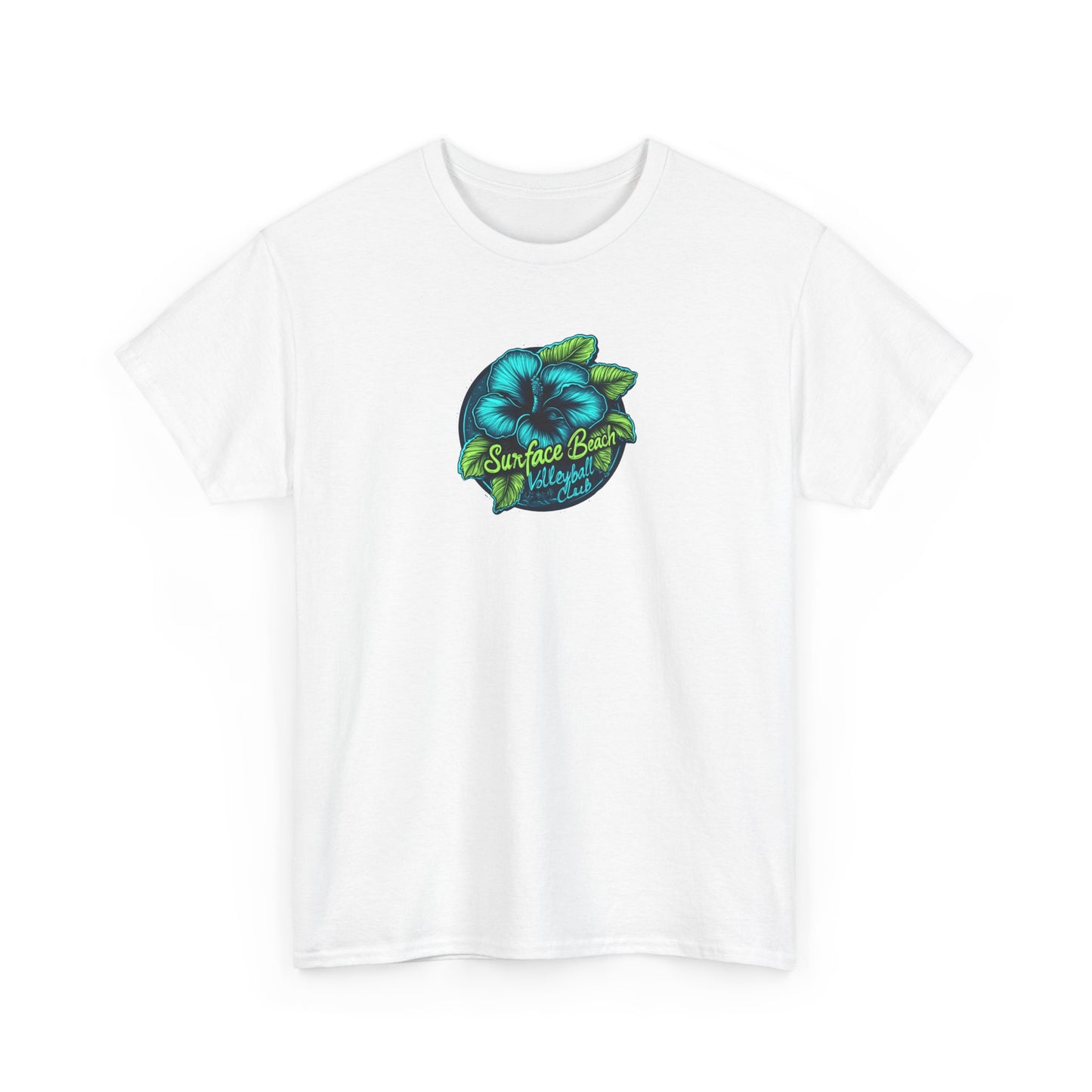 Hibiscus Icon Surface Beach Volleyball Club Unisex Heavy Cotton Tee
