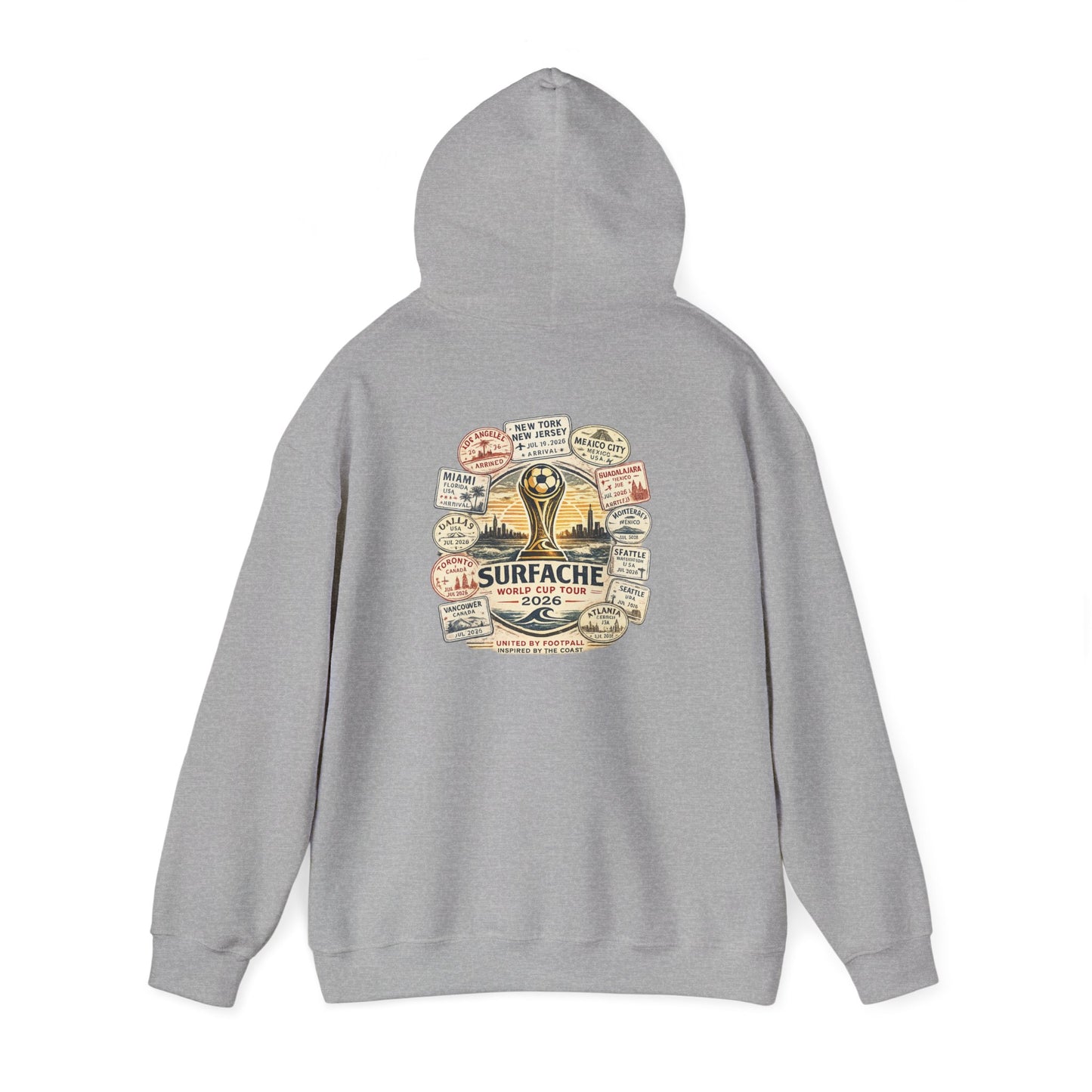 Surfache World Cup Wave Hoodie — Vintage Surf Patch Graphic Hooded Sweatshirt