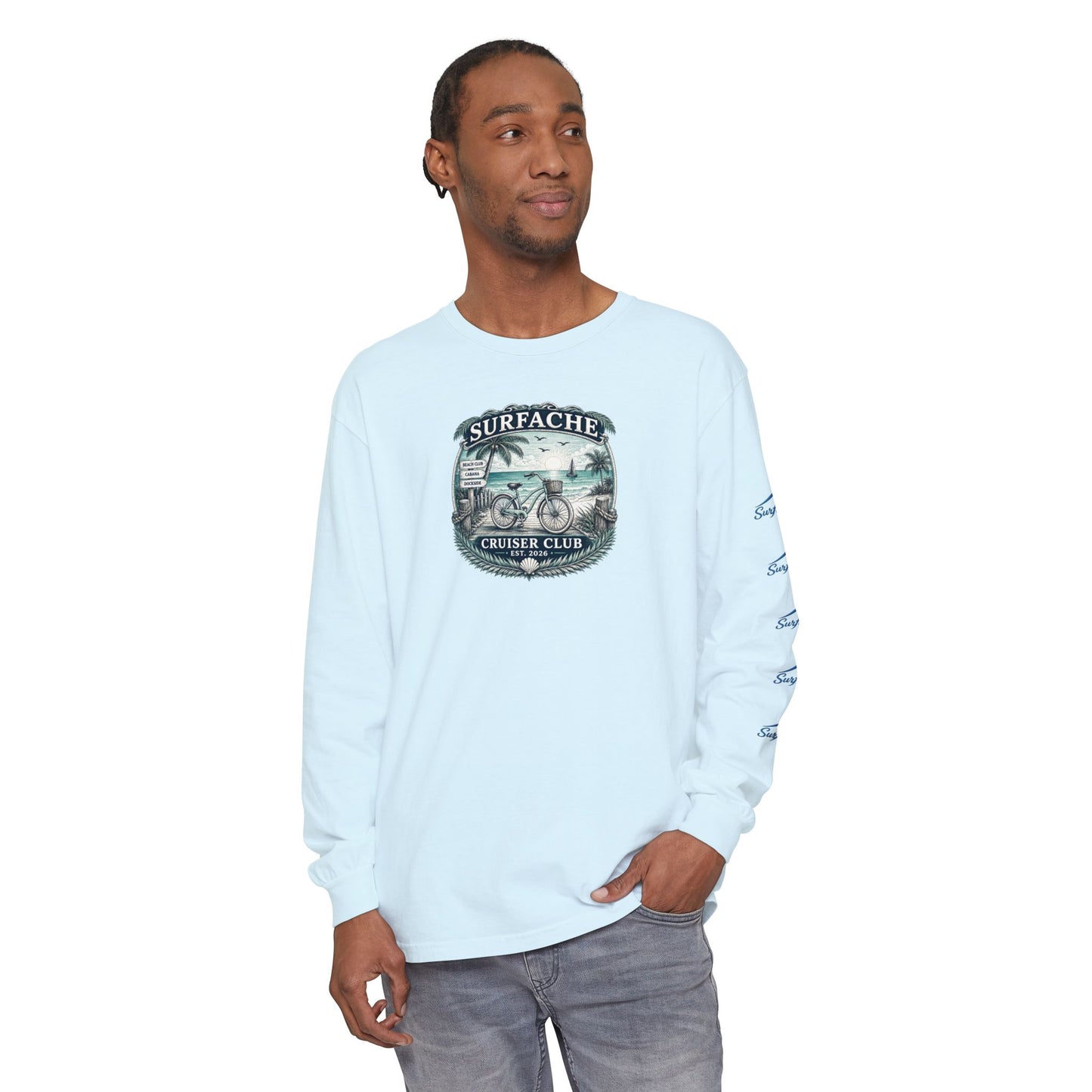 Surfache Cruiser Club Long Sleeve T-Shirt — Bike & Beach Graphic