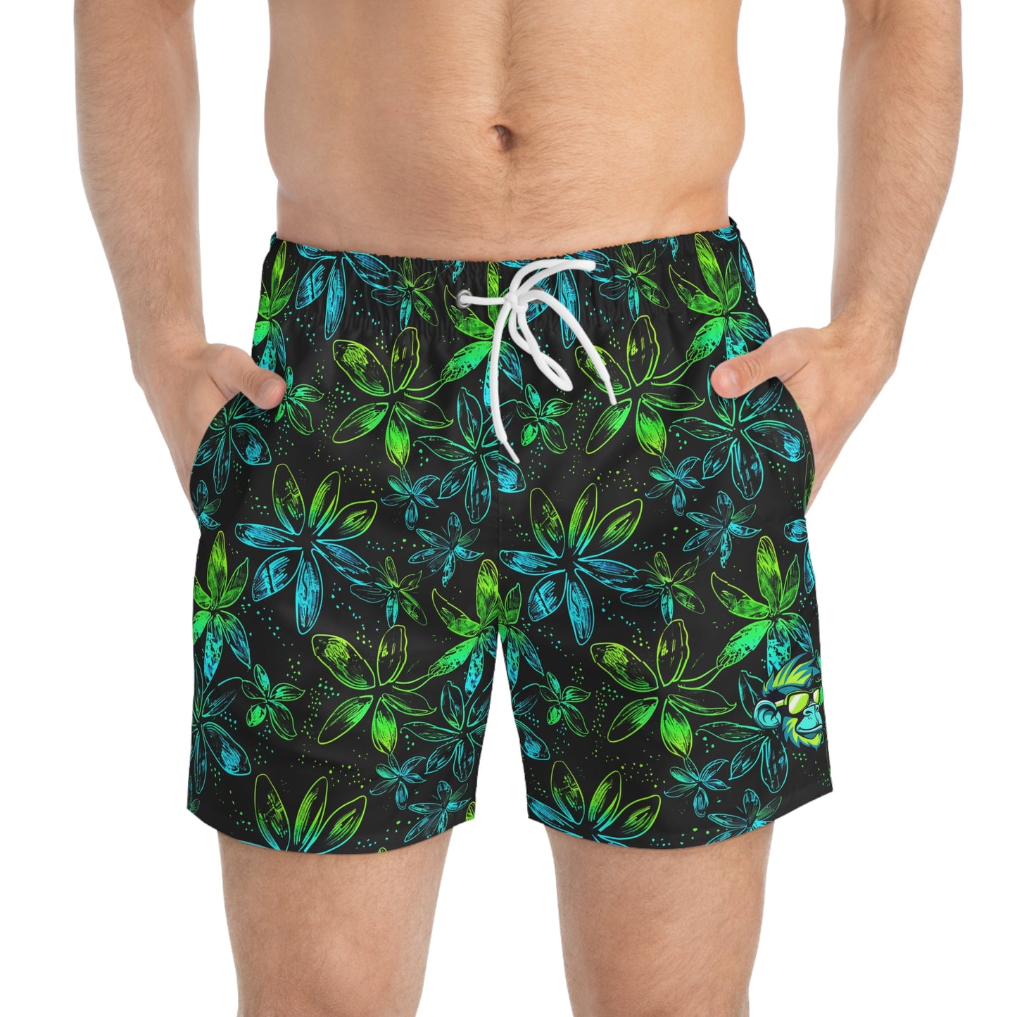 Floral Mascot Surface Beach Volleyball Club Modern Swim Trunks