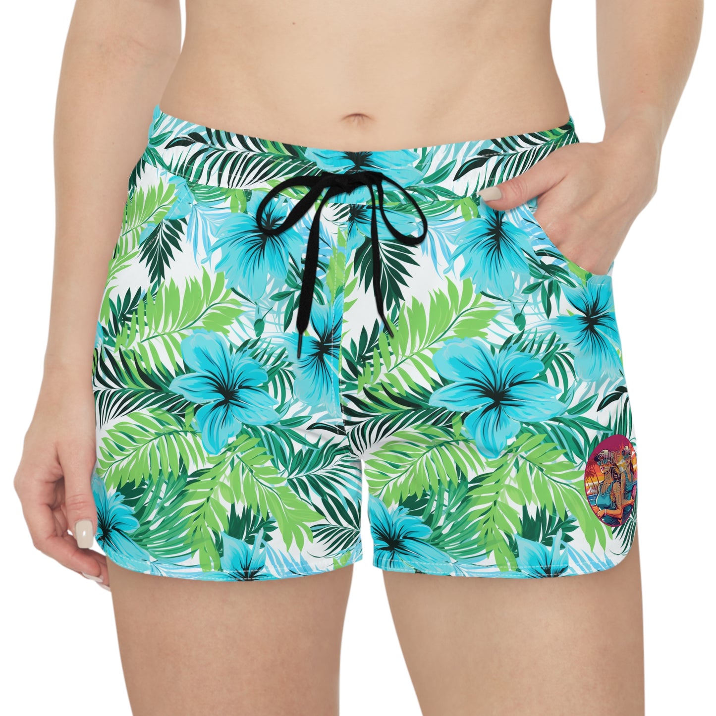 Surface Beach Volleyball Club Floral Logo Cover Up Women's Casual Shorts (AOP)