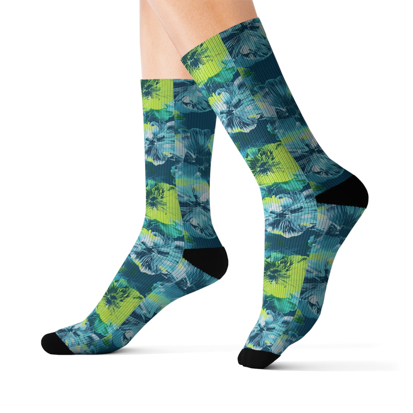 Moda Urbano Hibiscus Breatheable Moisture Wicking Performance Printed Fashion Sublimation Socks