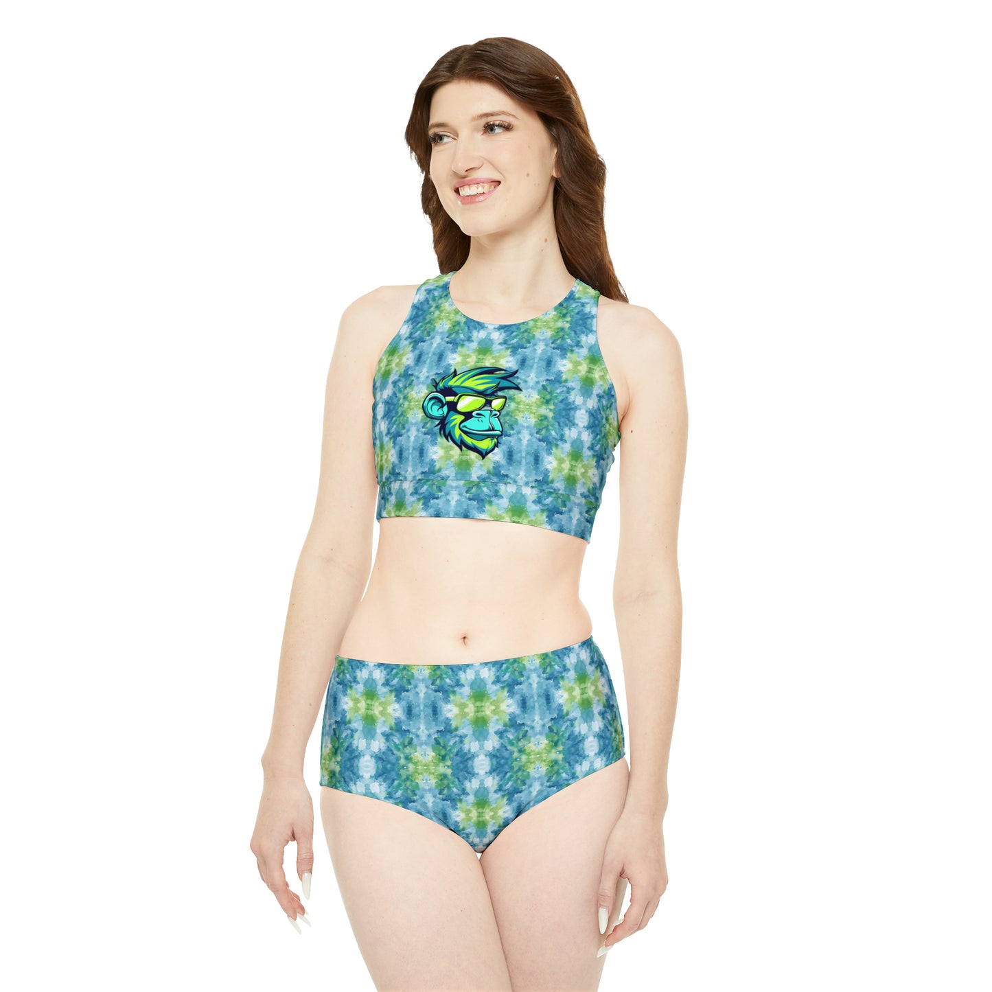 Mascot Surface Beach Volleyball Club Neon Palm Sporty Bikini Set