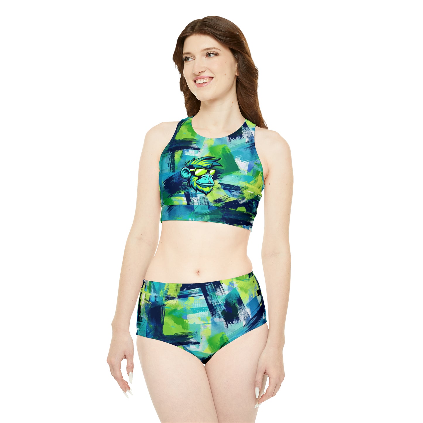 Mascot Surface Beach Volleyball Club Neon Palm Sporty Bikini Set