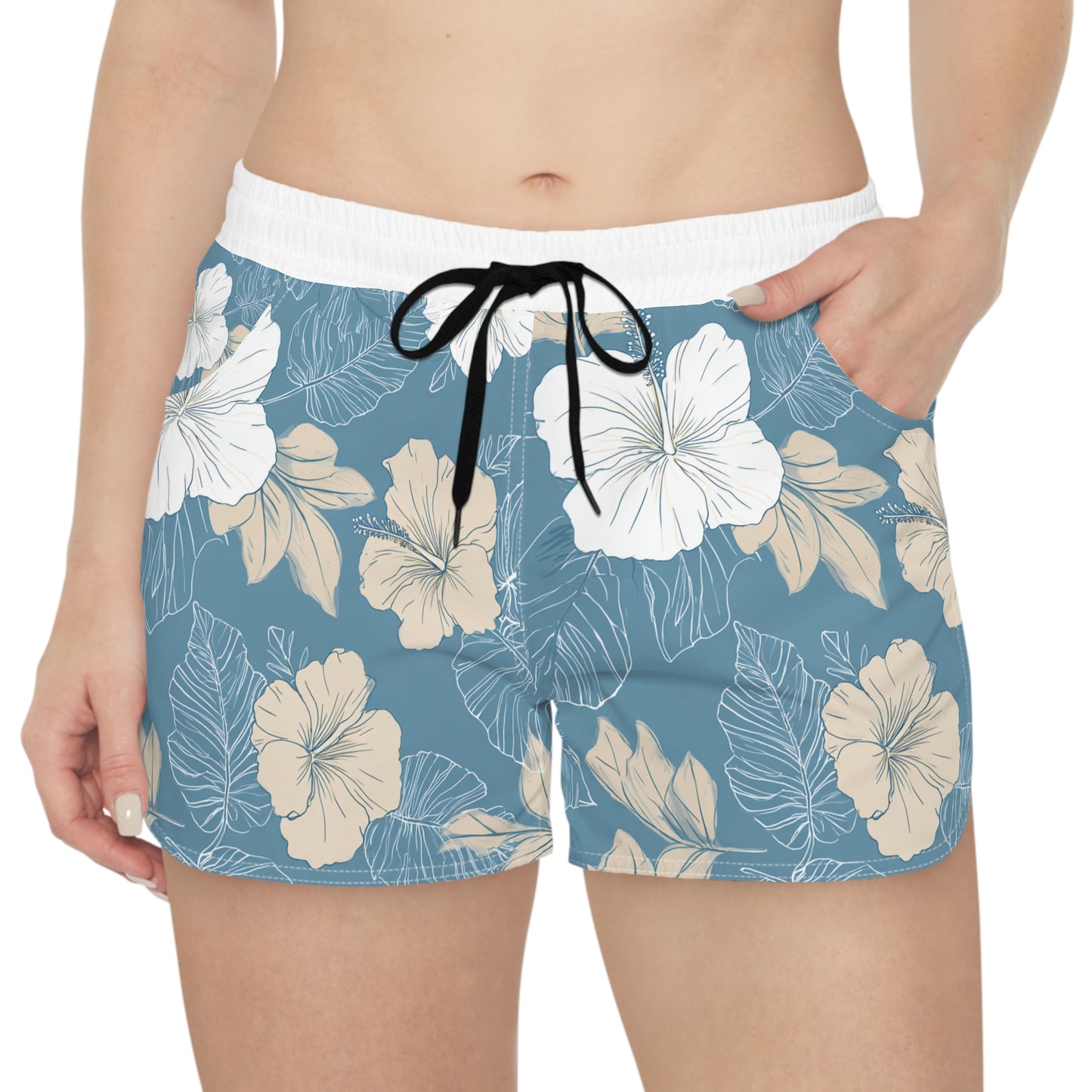 Hibiscus Floral Women's Casual Shorts – Tropical Beach Lounge Shorts