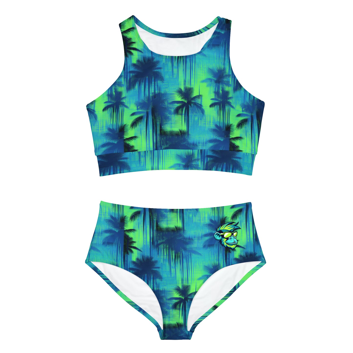 Mascot Surface Beach Volleyball Club Neon Palm Sporty Bikini Set