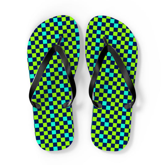 Checkerboard Surface Beach Volleyball Club Designer Flip Flops