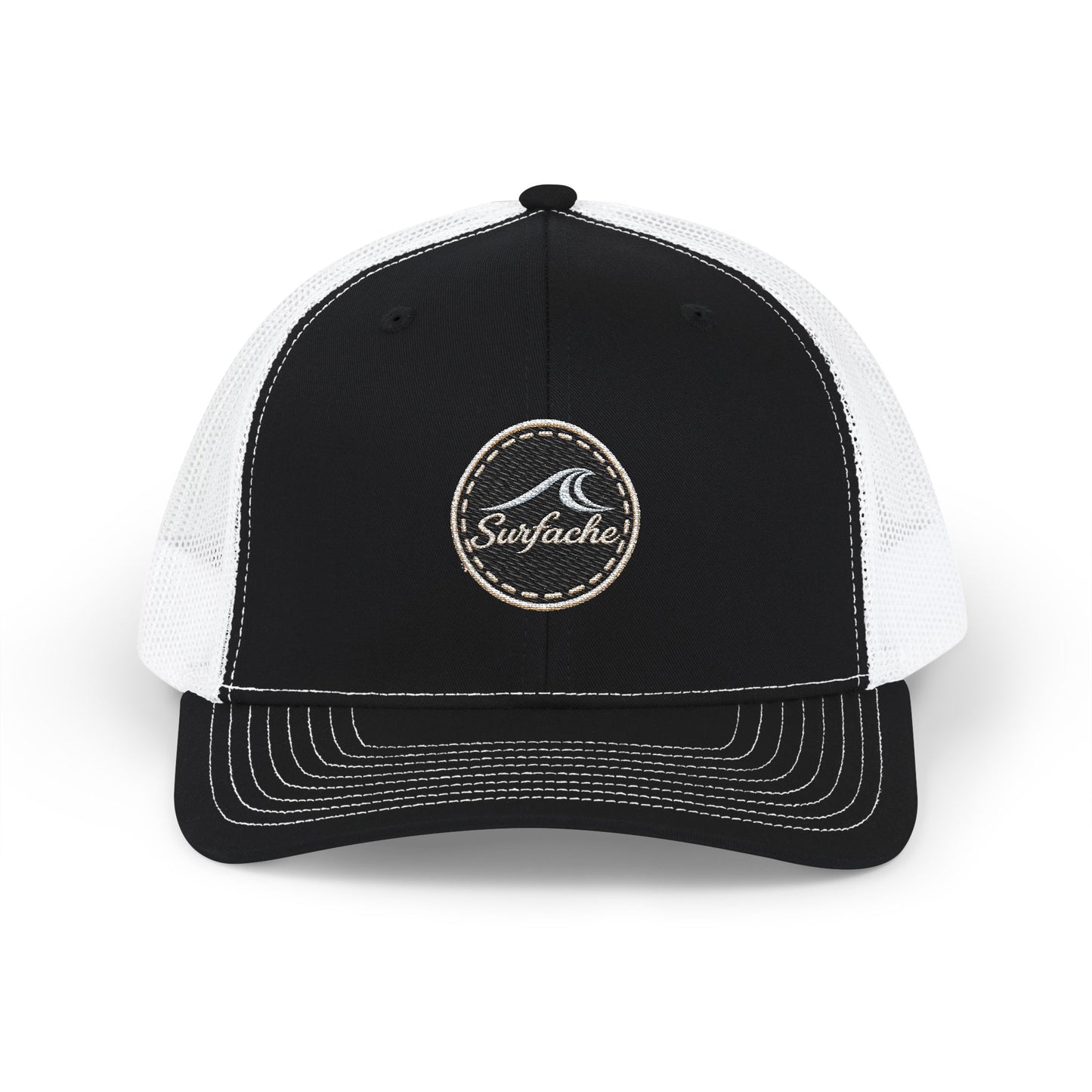 Surfache Snapback Trucker Cap — Embroidered Wave Logo Mesh Hat