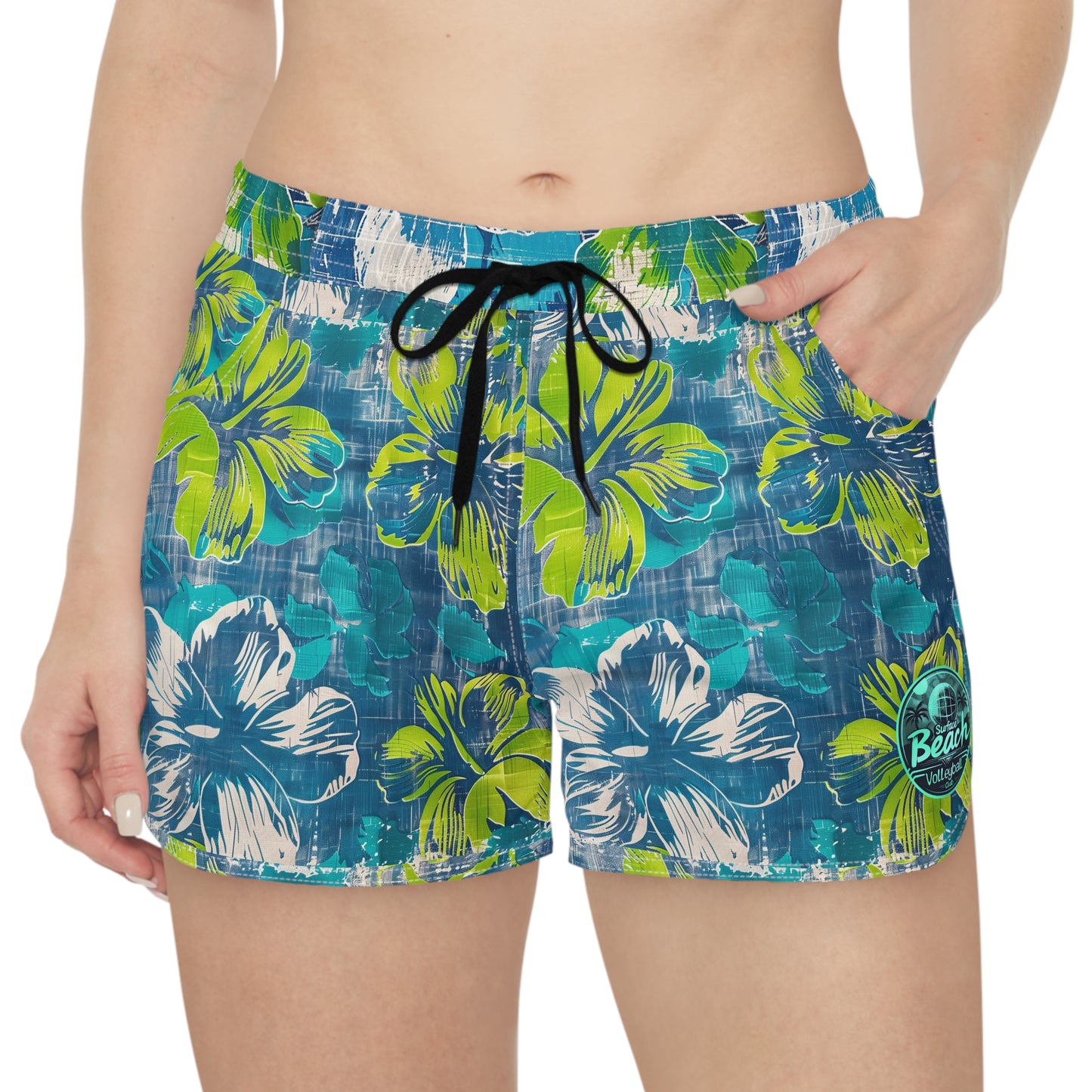 Floral Icon Surface Beach Volleyball Club Cover Up Women's Casual Shorts (AOP)