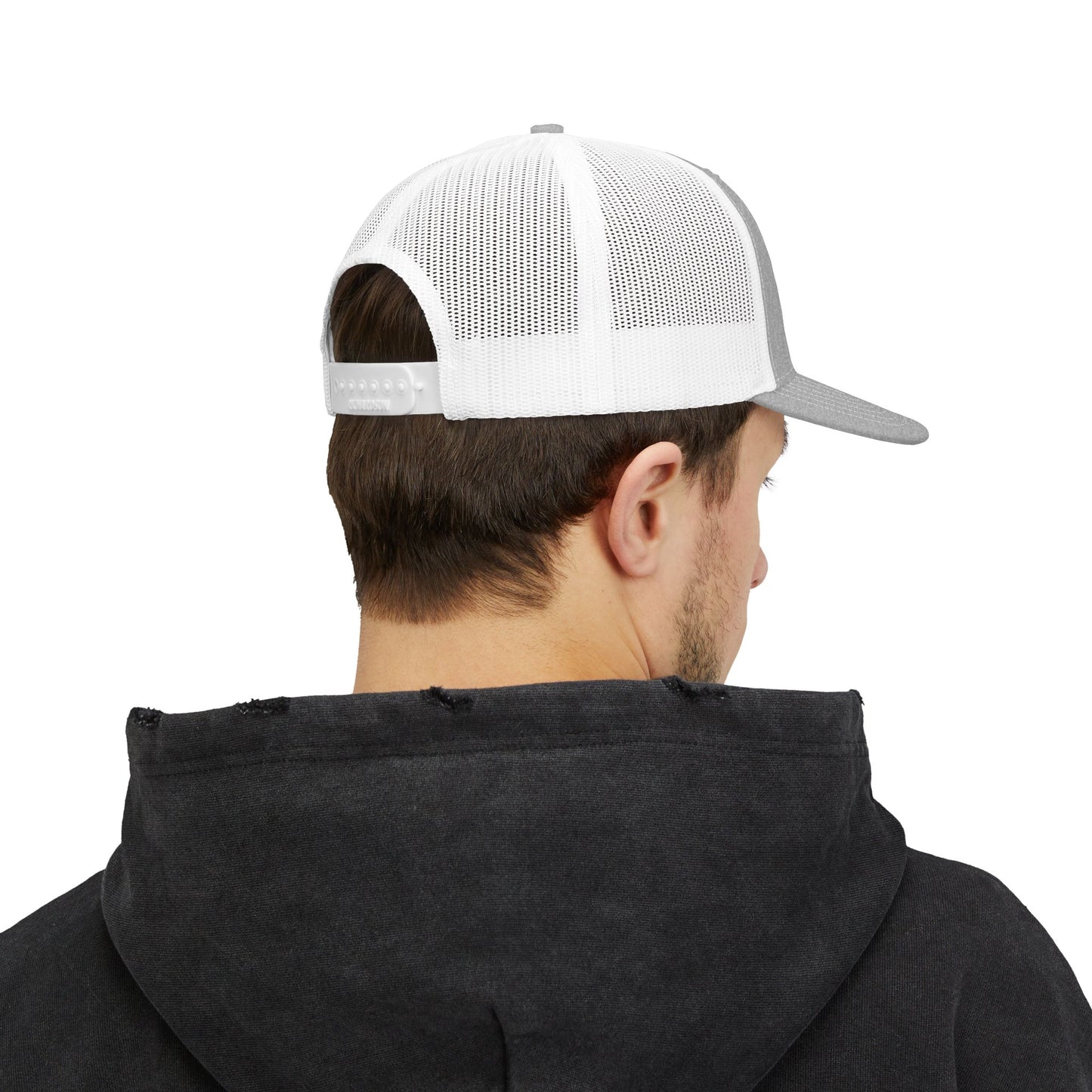 Whiplash Script Snapback Trucker Cap — Retro Baseball Mesh Hat