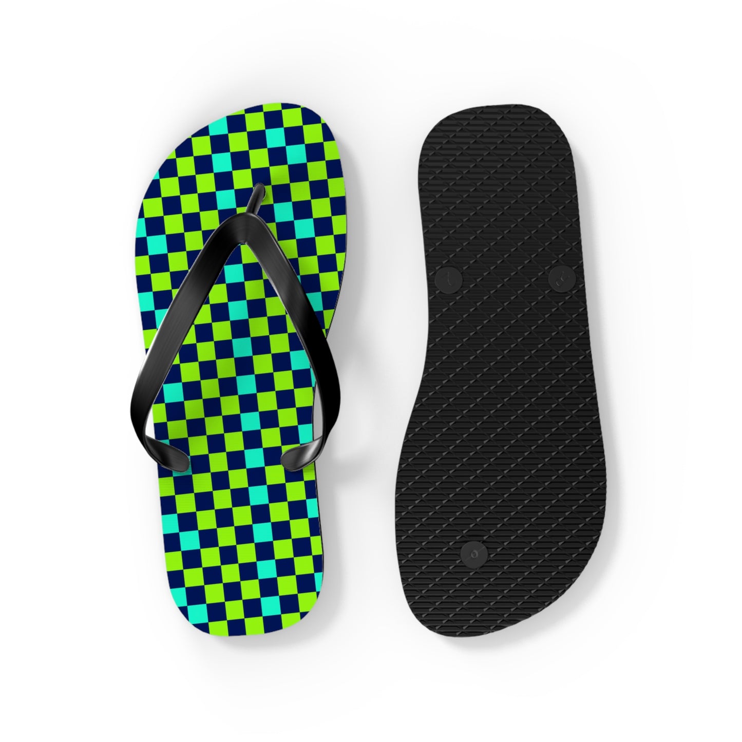 Checkerboard Surface Beach Volleyball Club Designer Flip Flops