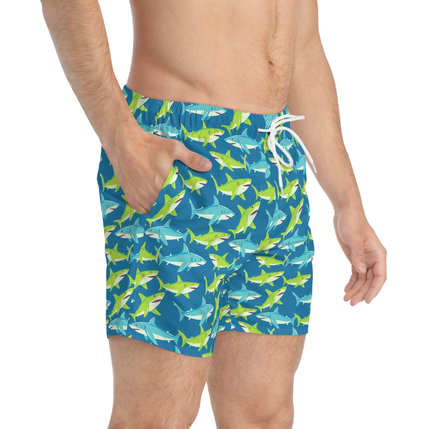 Sharky Mascot Surface Beach Volleyball Club Modern Swim Trunks