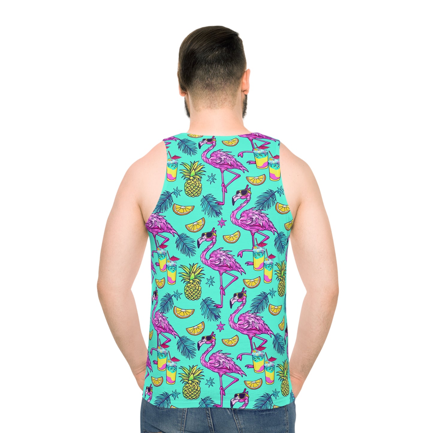 Flamingo Party Mascot Surface Beach Volleyball Club Unisex Tank Top (AOP)