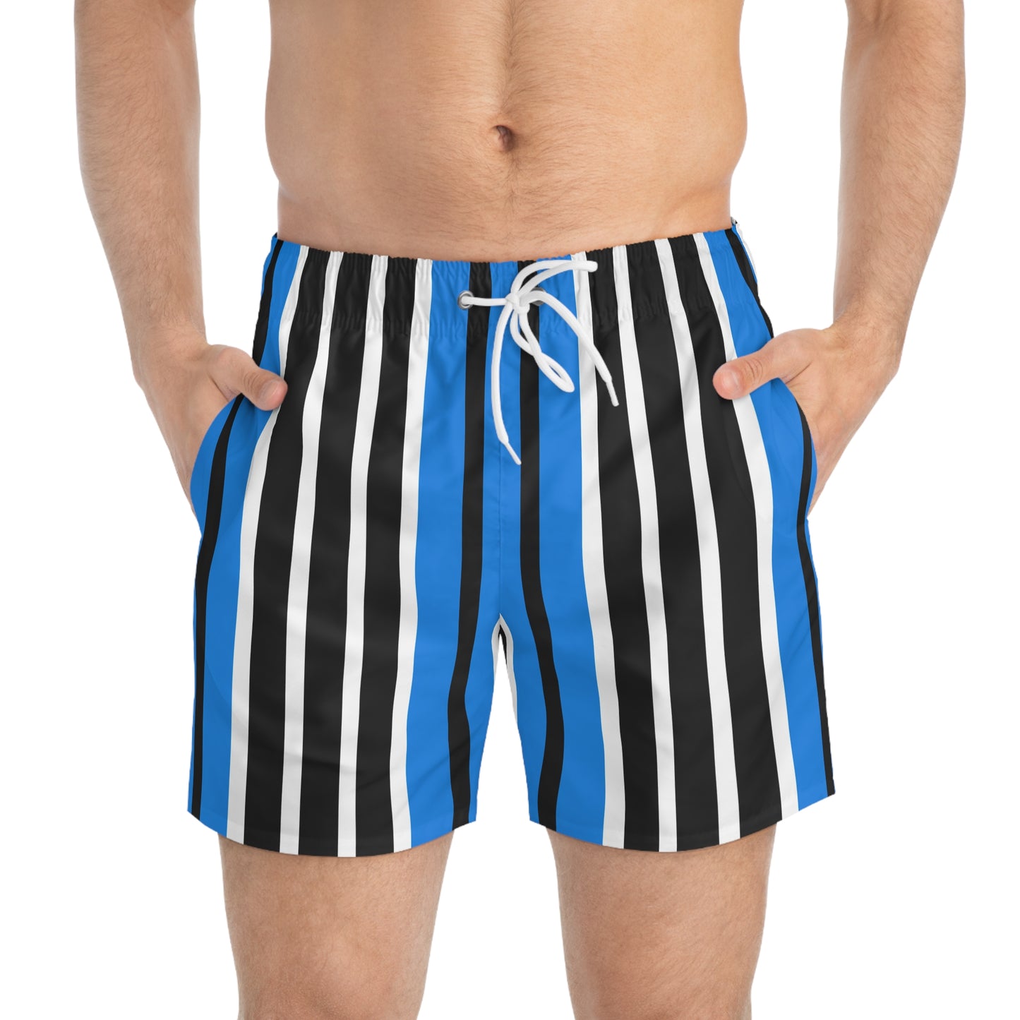 M1 Volleyball Club Striped Modern Swim Trunks