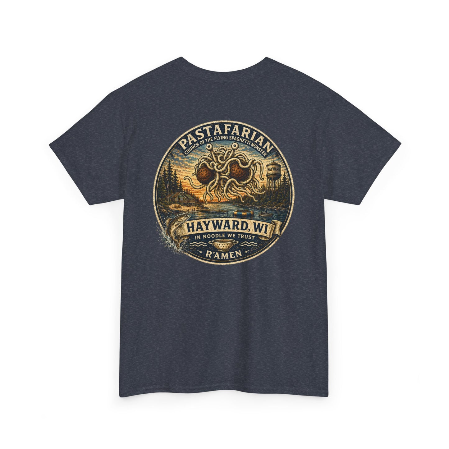 Whiplash Pastafarian T-Shirt — Vintage Hayward, WI Ramen Graphic Tee