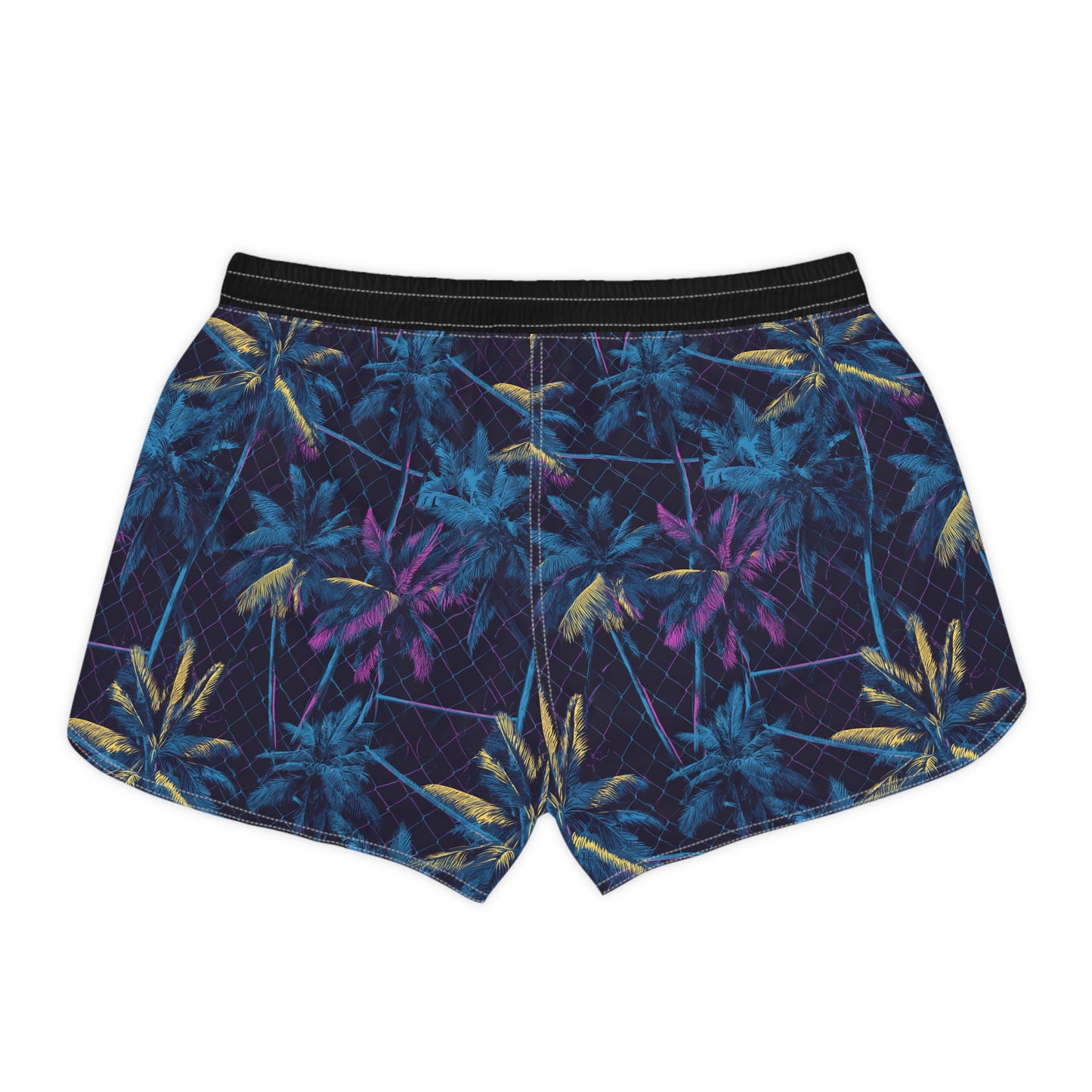 Tropical Palm Print Women's Casual Shorts — Neon Palm Beach AOP