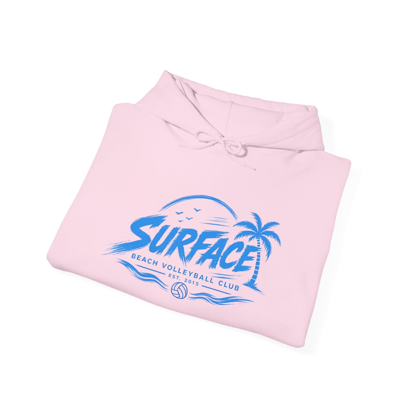 Hoodie — 'Surface Beach Volleyball Club' Retro Palm Surf Logo