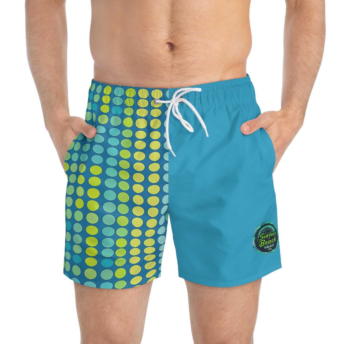 Polka Dot Icon Color Block Surface Beach Volleyball Club Modern Swim Trunks