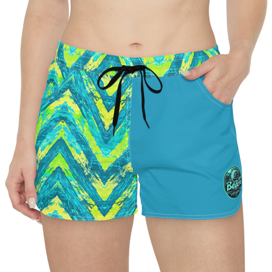 Chevron Icon Color Block Surface Beach Volleyball Club Cover Up Women's Casual Shorts (AOP)