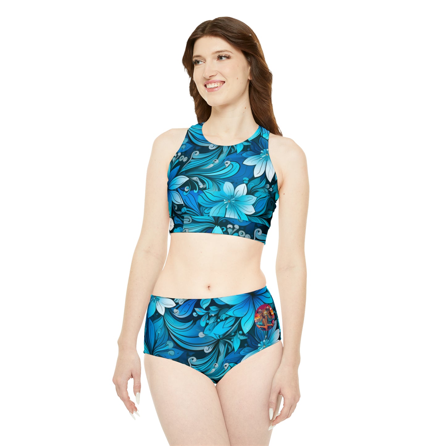 Surface Beach Volleyball Club Floral Logo Designer Sporty Bikini Set