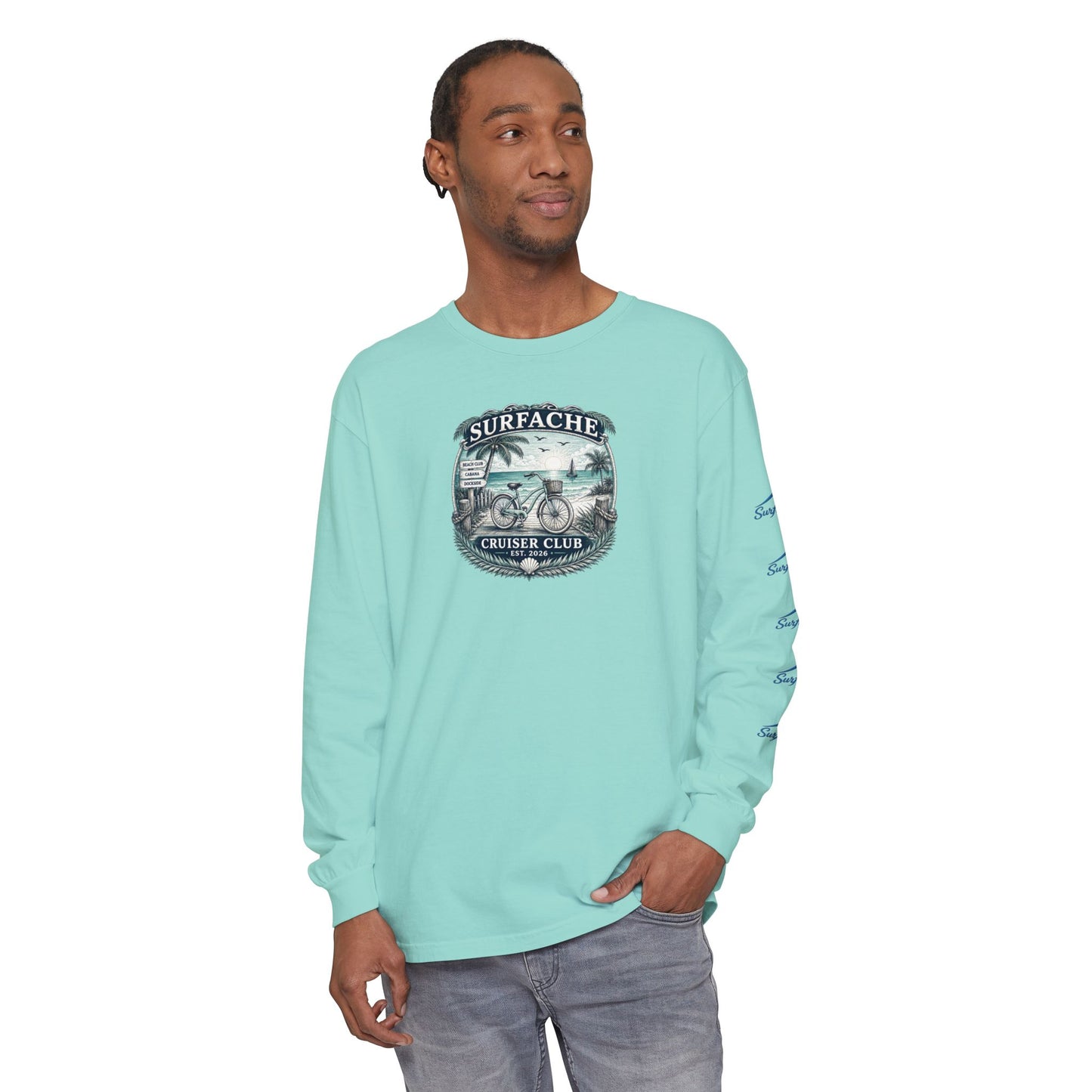 Surfache Cruiser Club Long Sleeve T-Shirt — Bike & Beach Graphic