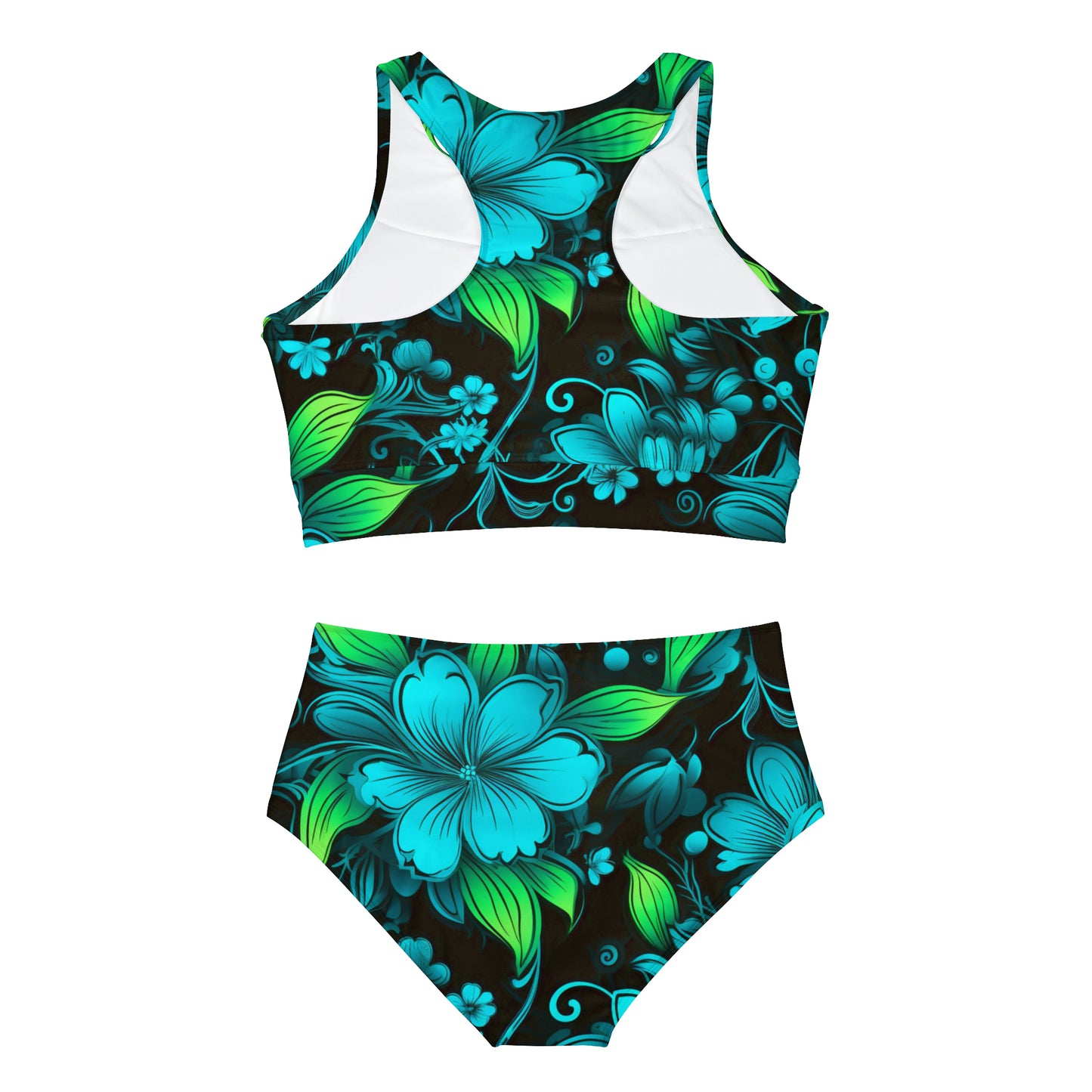 Mascot Surface Beach Volleyball Club Floral Logo Designer Sporty Bikini Set