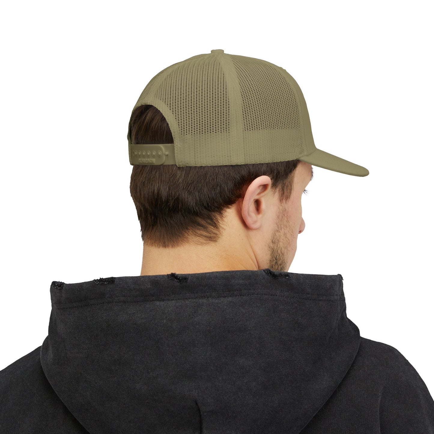 Whiplash Script Snapback Trucker Cap — Retro Baseball Mesh Hat