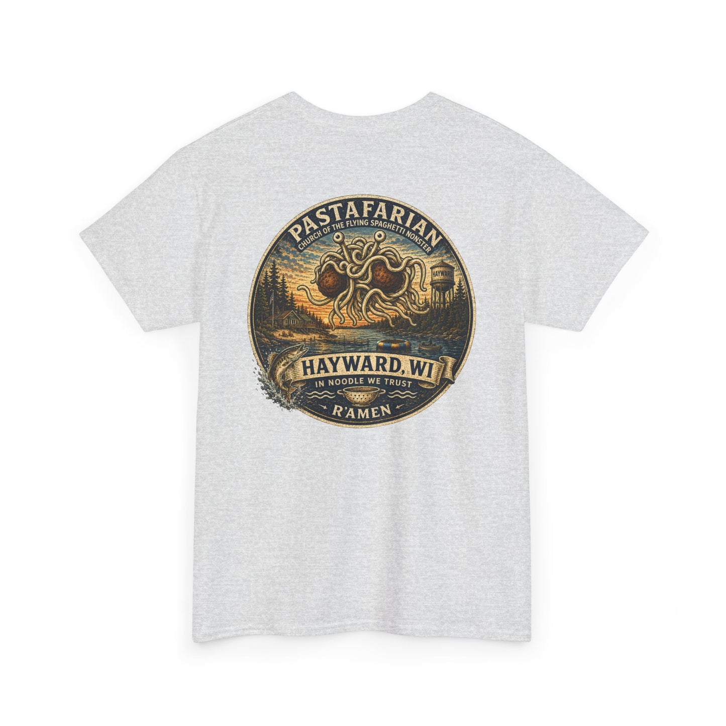 Whiplash Pastafarian T-Shirt — Vintage Hayward, WI Ramen Graphic Tee