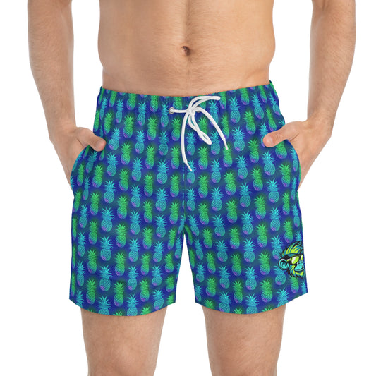 Neon Pineapples Mascot Surface Beach Volleyball Club Modern Swim Trunks