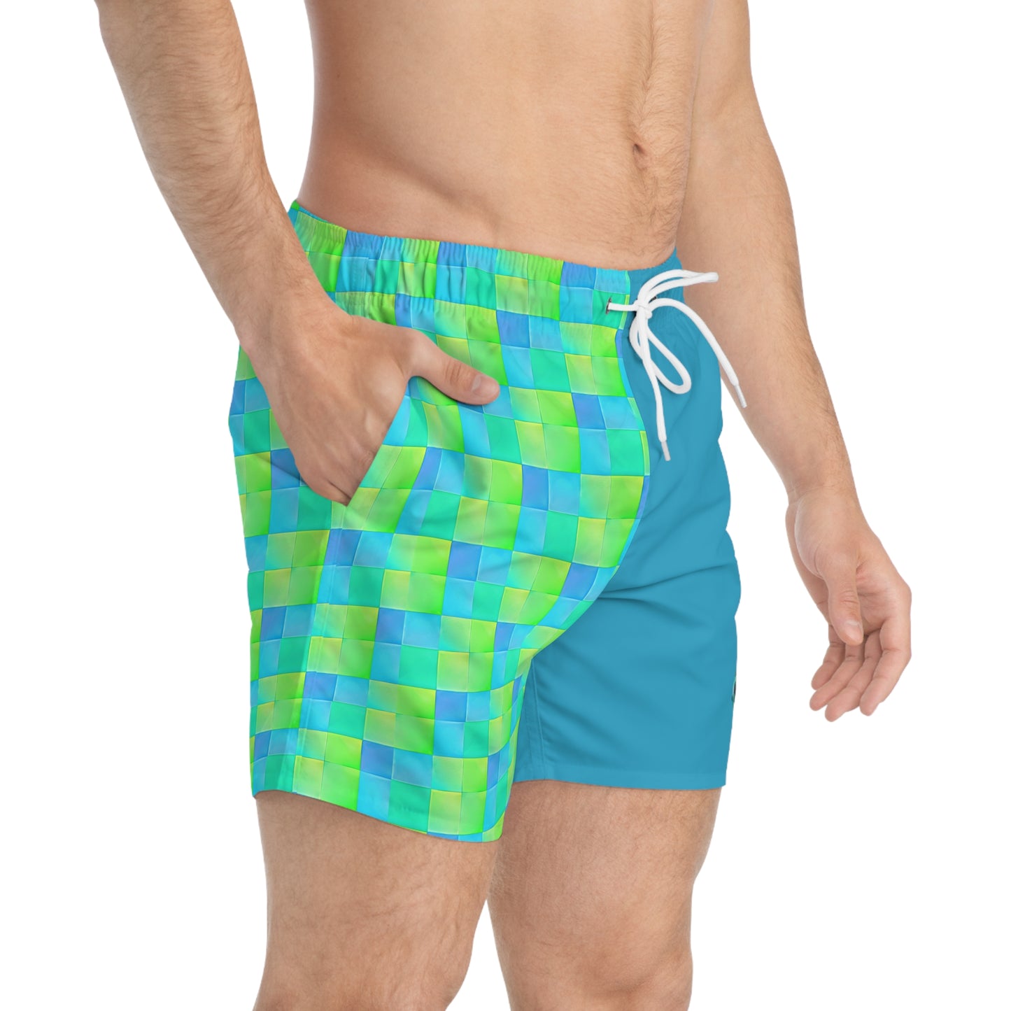 Checkered Icon Color Block Surface Beach Volleyball Club Modern Swim Trunks