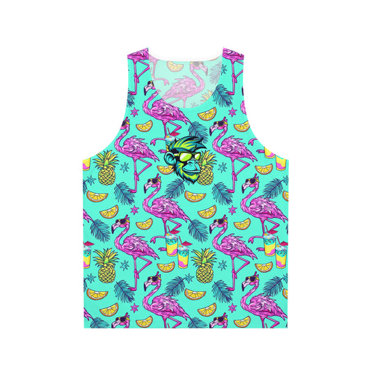 Flamingo Party Mascot Surface Beach Volleyball Club Unisex Tank Top (AOP)