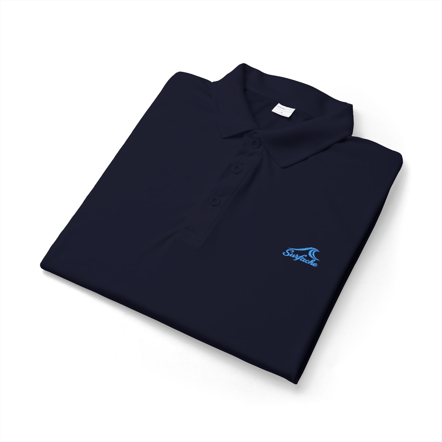 Surfache Men's Performance Polo with Blue Wave Logo — Sporty Golf Shirt