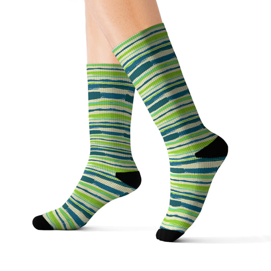 Striped Breatheable Moisture Wicking Performance Printed Fashion Sublimation Socks