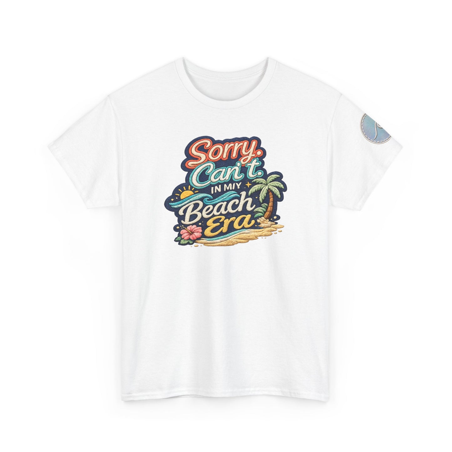 Sorry Can't, In My Beach Era — Retro Tropical Palm Beach Vacation T‑Shirt