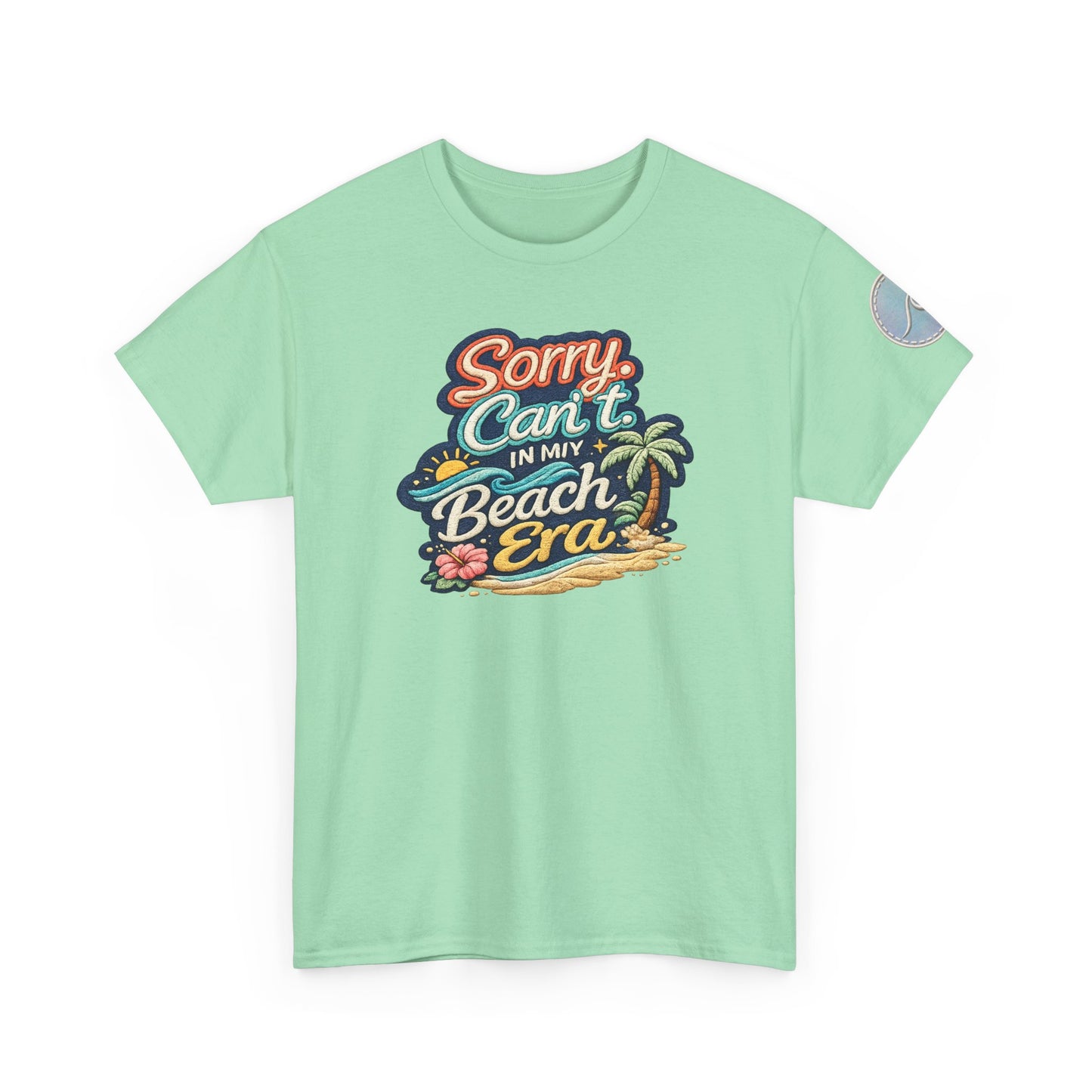 Sorry Can't, In My Beach Era — Retro Tropical Palm Beach Vacation T‑Shirt