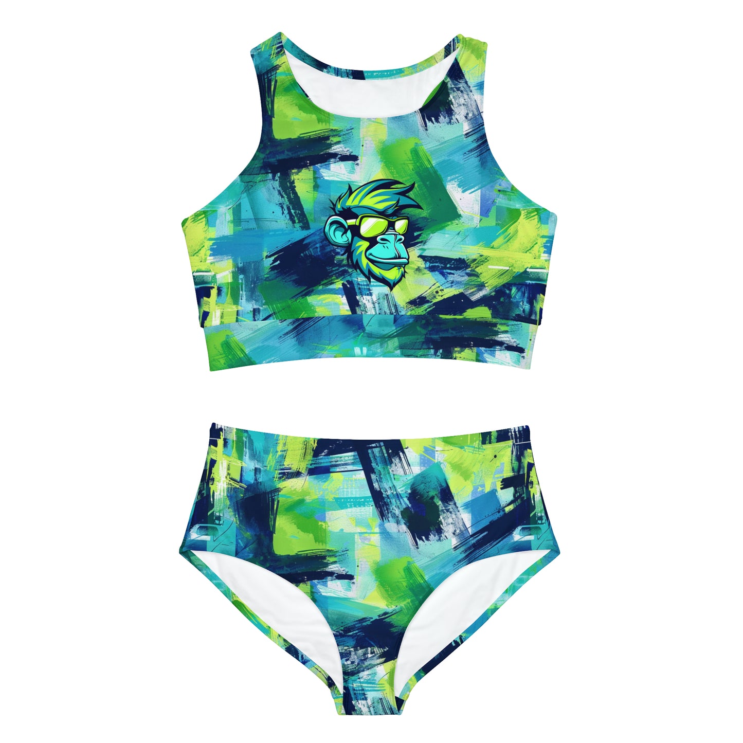 Mascot Surface Beach Volleyball Club Neon Palm Sporty Bikini Set