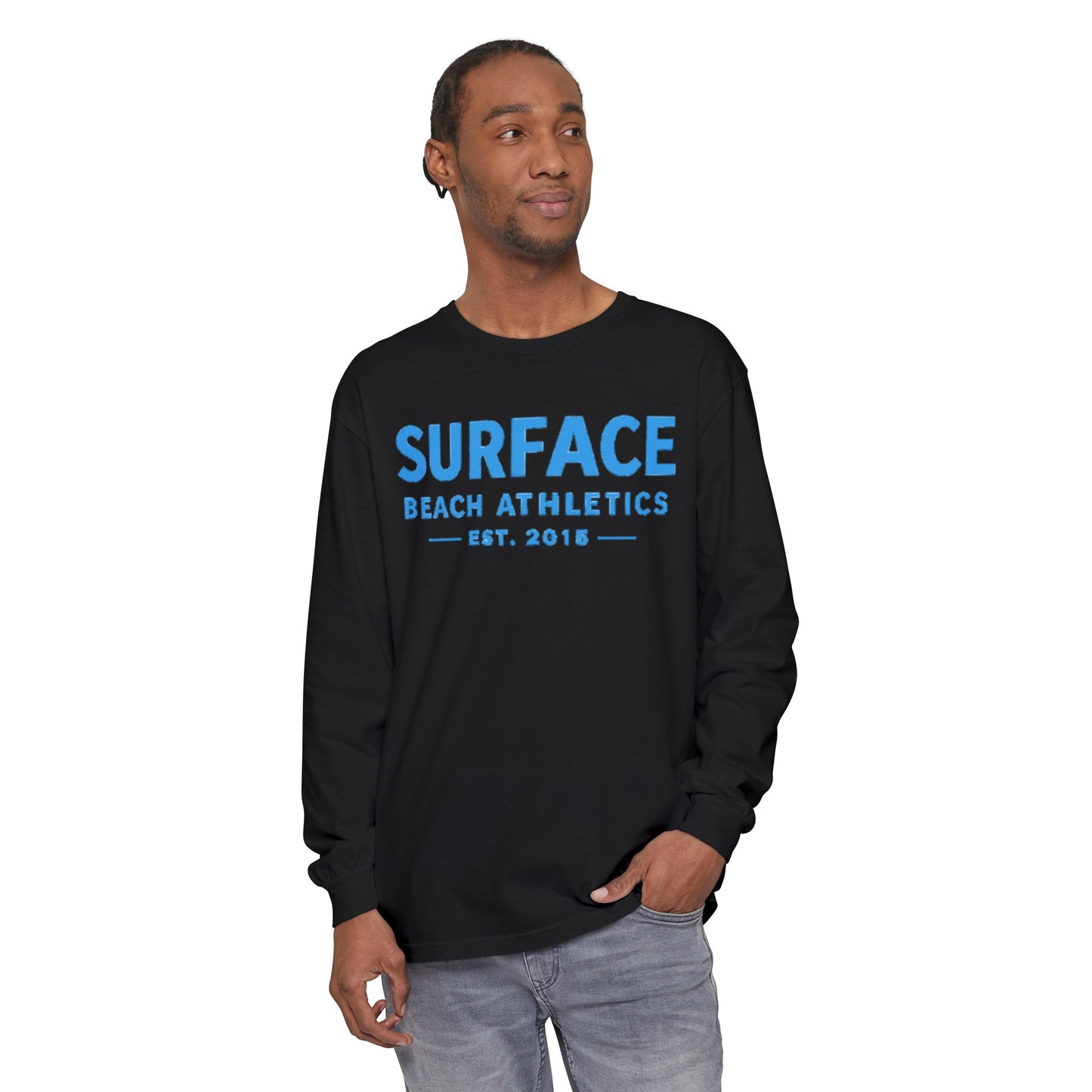Surface Beach Athletics Long Sleeve Tee — "SURFACE" Graphic Beach Shirt