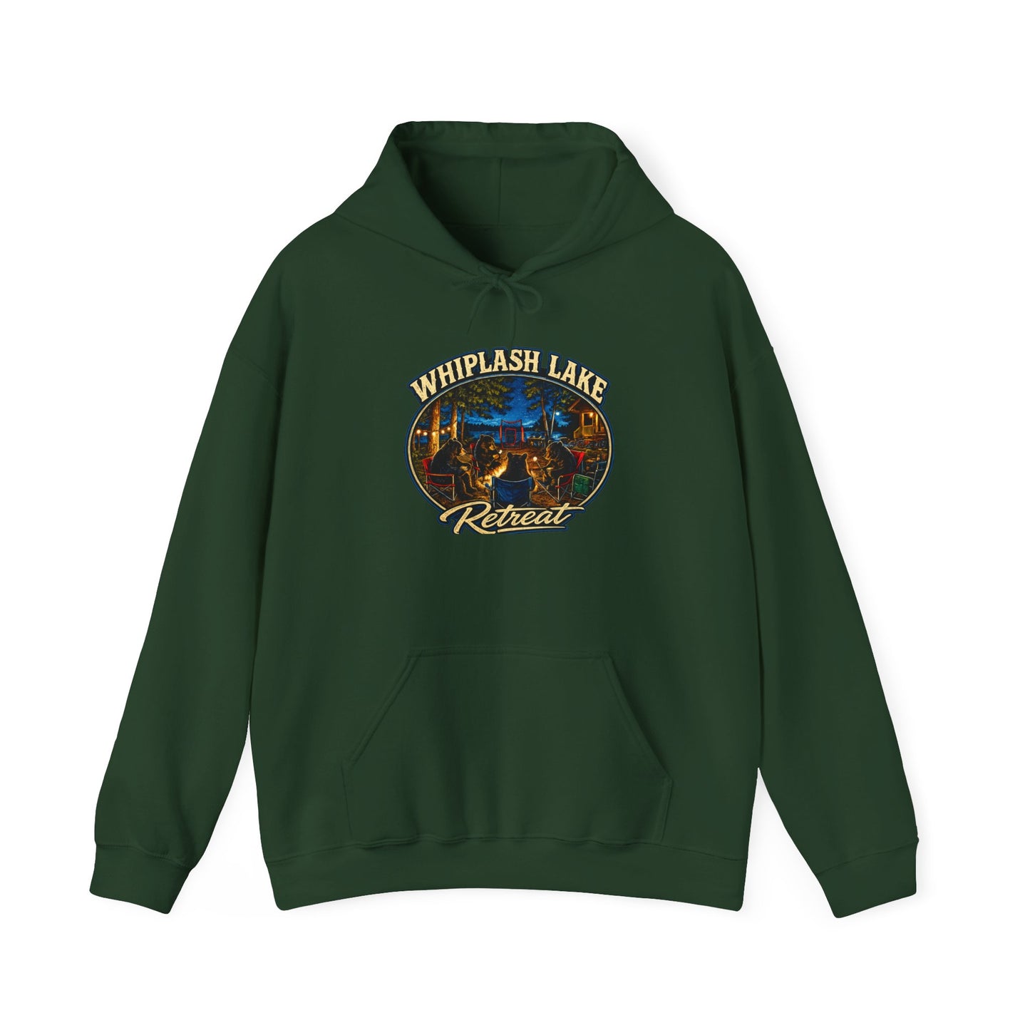 Whiplash Lake Retreat Hoodie — Vintage Cabin Lake Camp Pullover